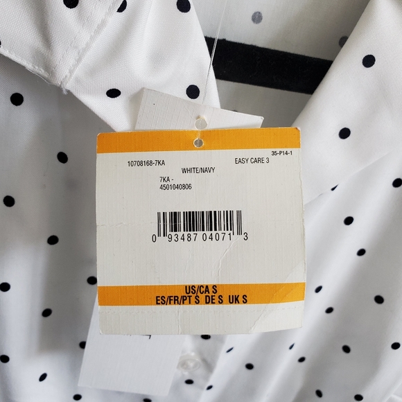 NWT Anne Klein Navy Polka Dot Sleeveless Blouse S - Picture 4 of 5